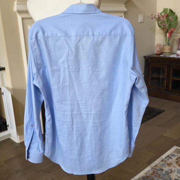 Robert Graham Button Down Shirt Light Blue Long Sleeve Formal Shirt M - Picture 7 of 13